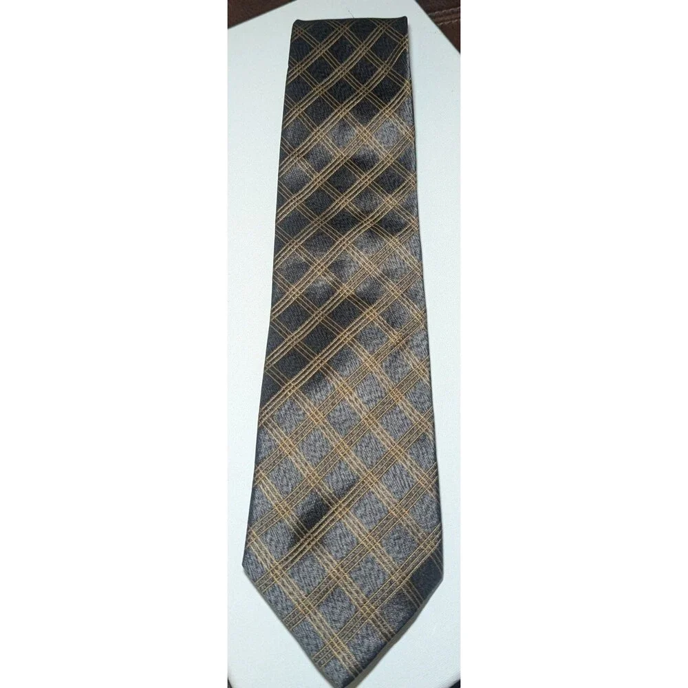 ETRO Milan Men’s Silk Tie in Gray & Gold Made In Italy